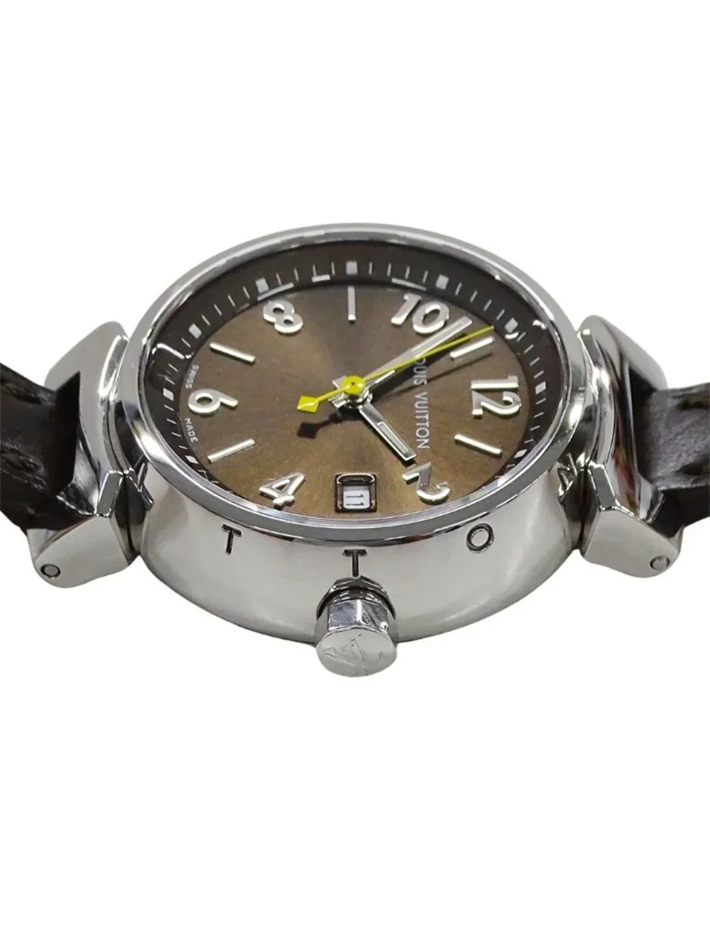 Louis Vuitton Watch Tambour Triple Coiled Date Quartz Stainless Steel Leather